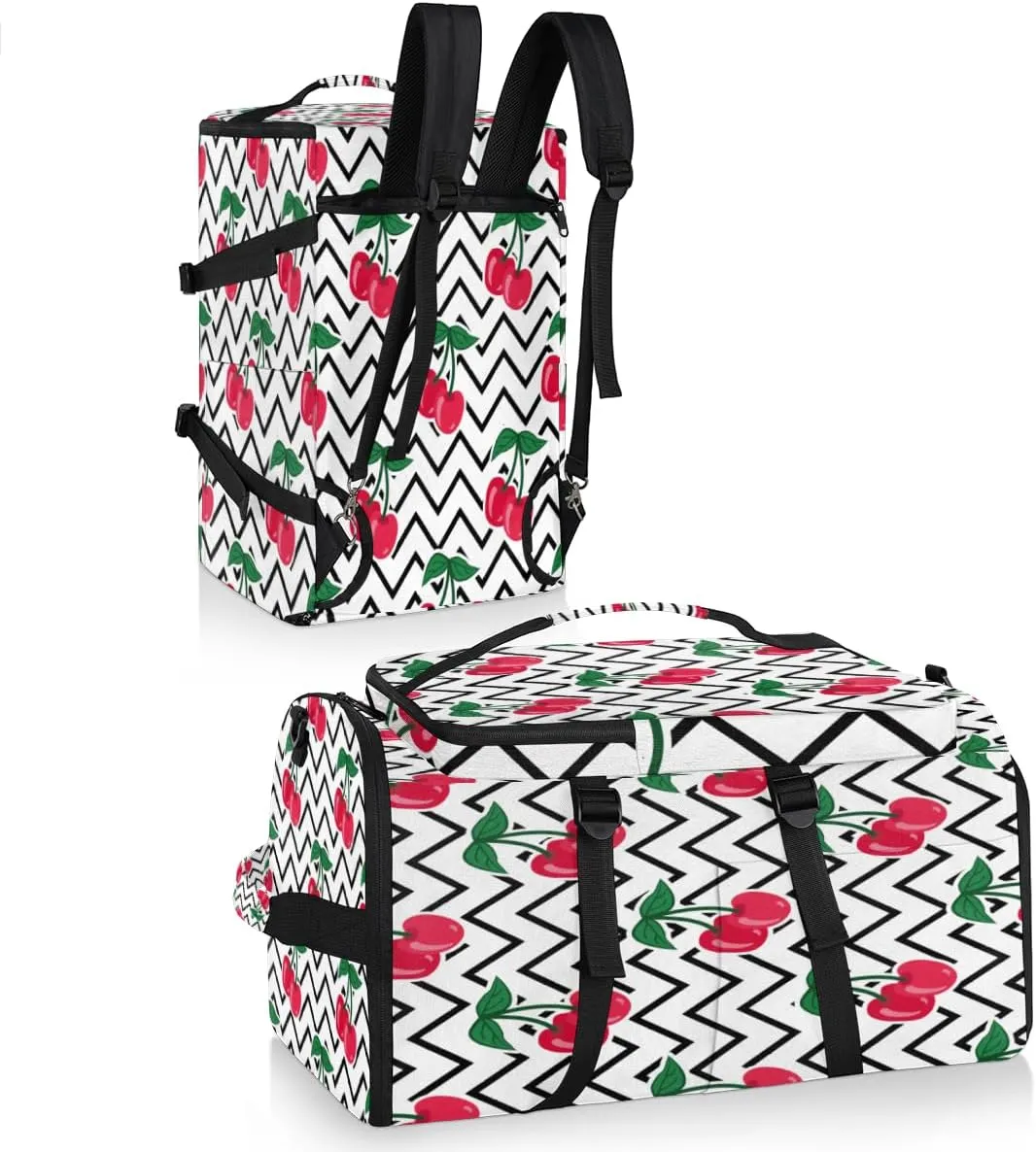 Large Sports Gym Bag With Shoe & Laptop Compartment 47L Waterproof Travel Duffel Bags for Men Women Cherry Wave Luggage Backpack Duffle Bag