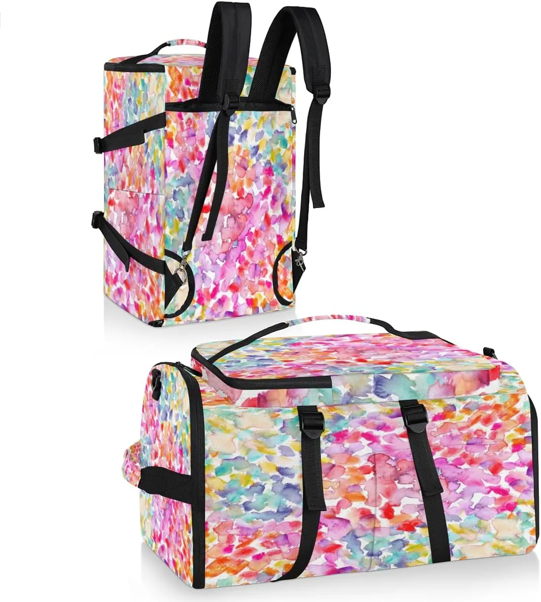 Large Sports Gym Bag With Shoe & Laptop Compartment 47L Waterproof Travel Duffel Bags for Men Women Colorful Pattern Luggage Backpack Duffle Bag