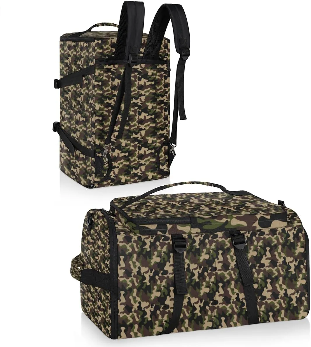 Large Sports Gym Bag With Shoe & Laptop Compartment 47L Waterproof Travel Duffel Bags for Men Women Modern Camo Luggage Backpack Duffle Bag