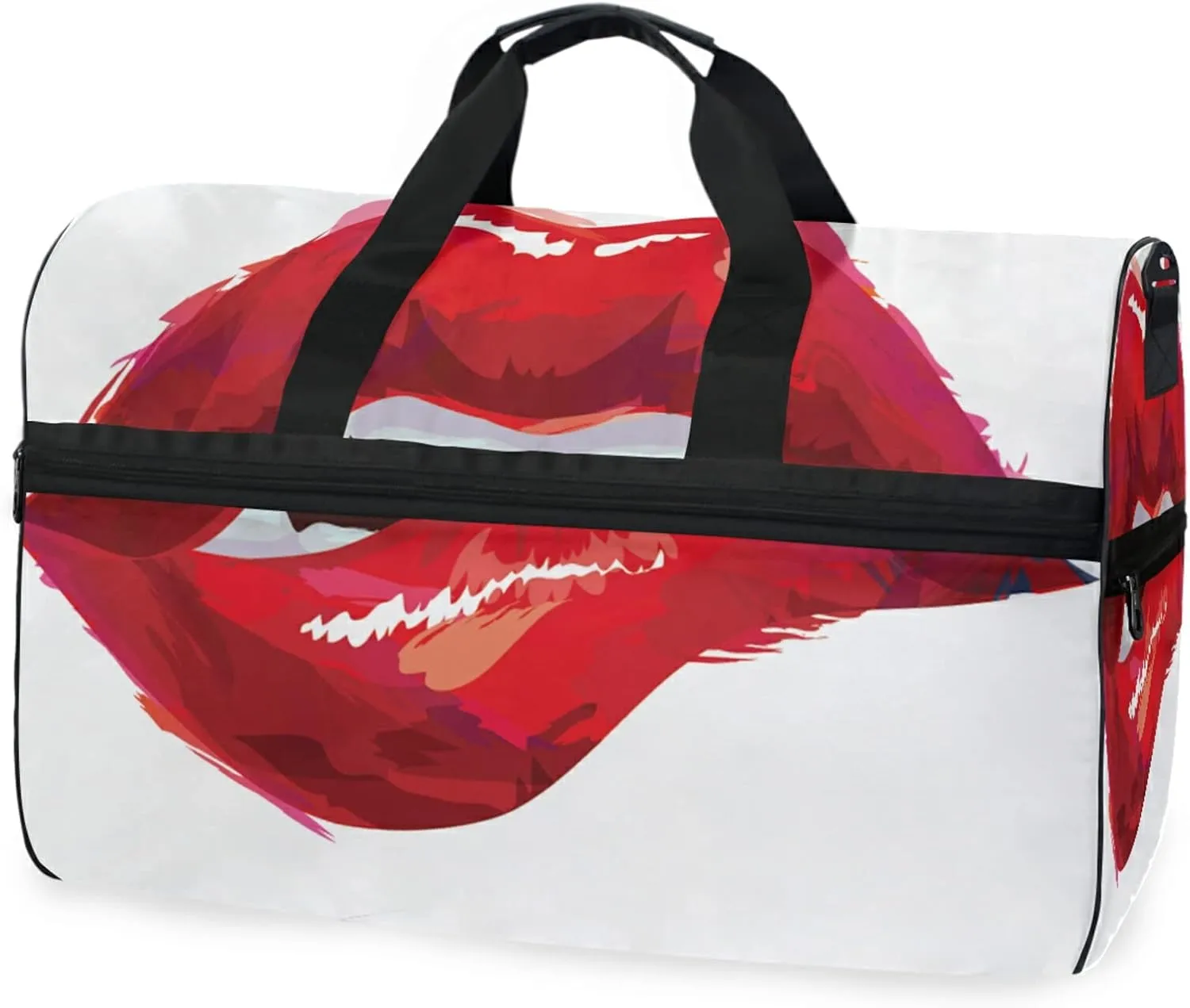 Large Travel Duffel Bag for Women Men Sexy Lip Art Painting Sports Tote Gym Bag Shoulder Weekender Foldable Overnight Bags with Shoe Compartments, Lightweight