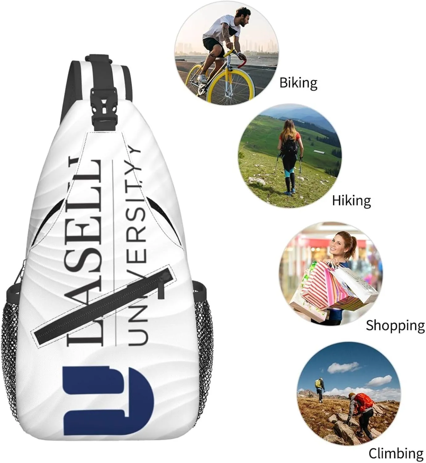 Lasell University Crossbody Backpack Chest Shoulder Bag Lightweight One Strap Travel Hiking Daypack