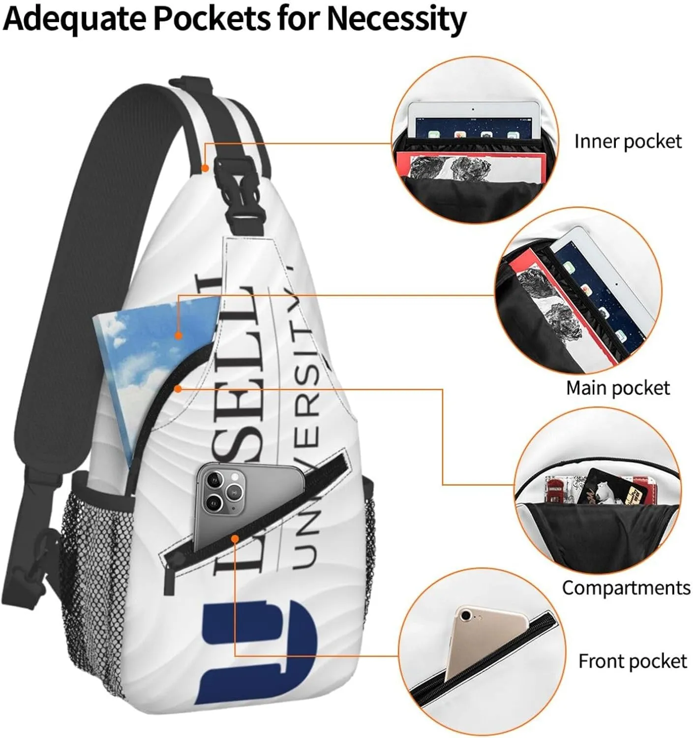 Lasell University Crossbody Backpack Chest Shoulder Bag Lightweight One Strap Travel Hiking Daypack