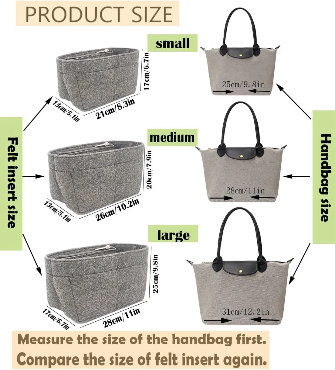 Lckaey bag organizer insert for longchamp bag organizer purse organizer tote Large handbag organizer inserts 1032Navy blue-L