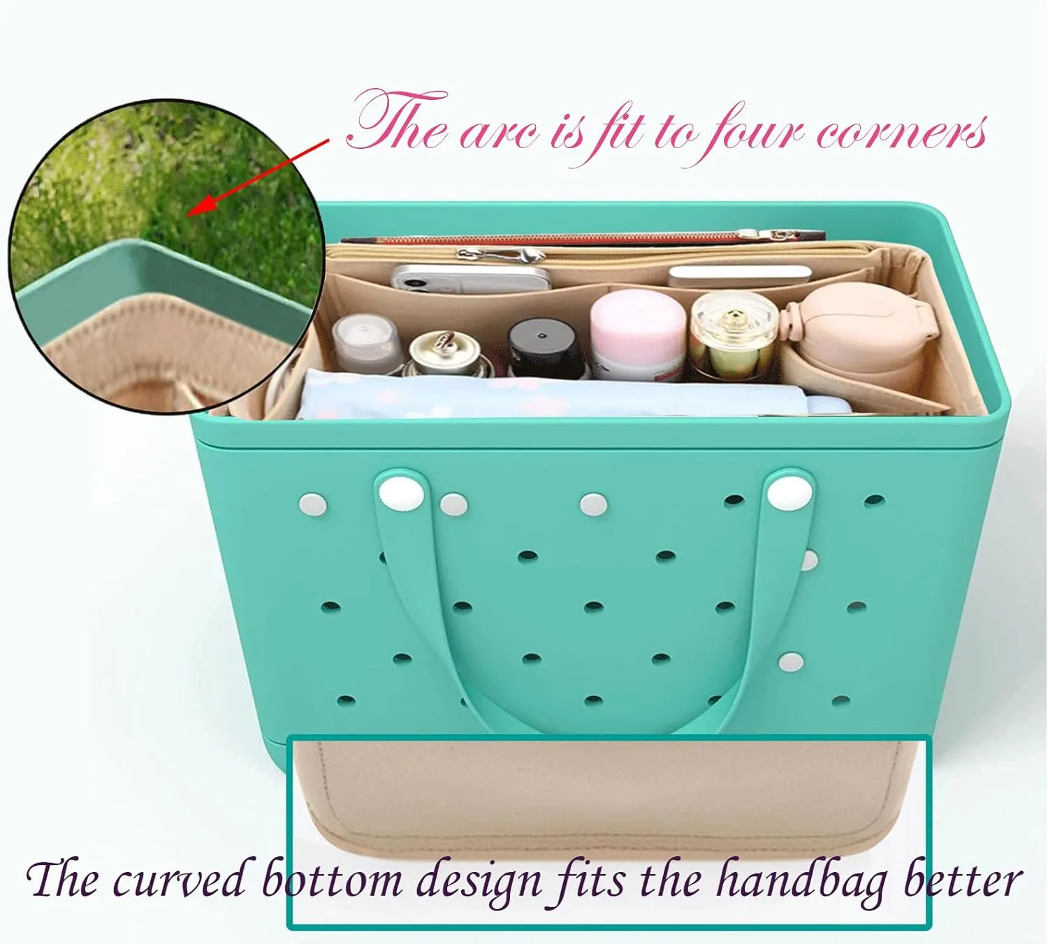 Lckaey organizer insert for bogg bag for divider accessories inserts Beach bag cup holder 3018French grey-M