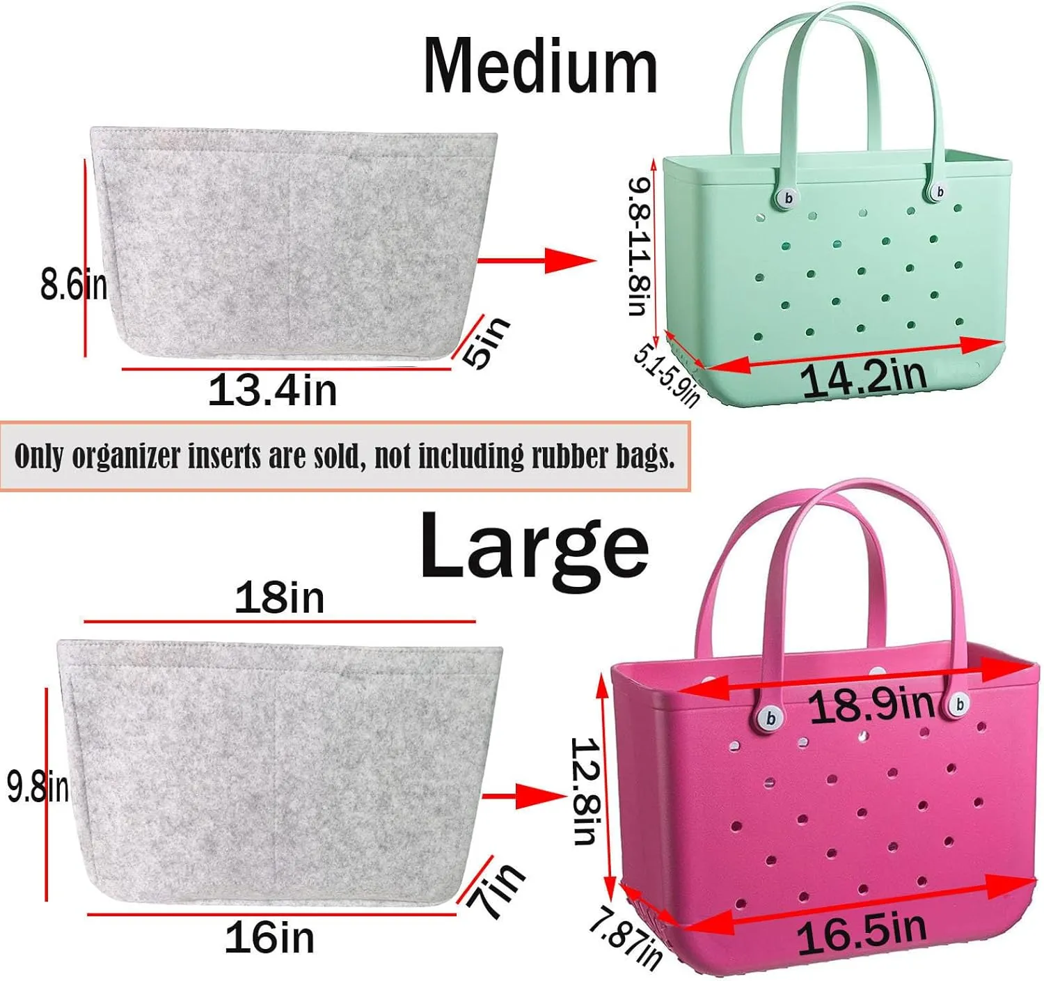 Lckaey organizer insert for bogg bag for divider accessories inserts Beach bag cup holder 3018French grey-M