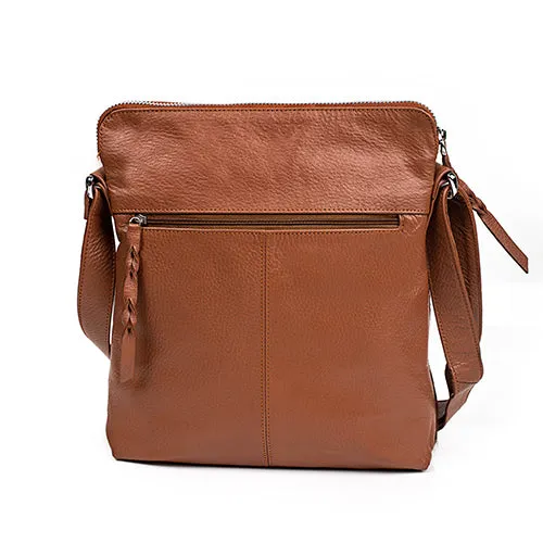 Leather Crossbody Messenger Bag With Cowhide Design