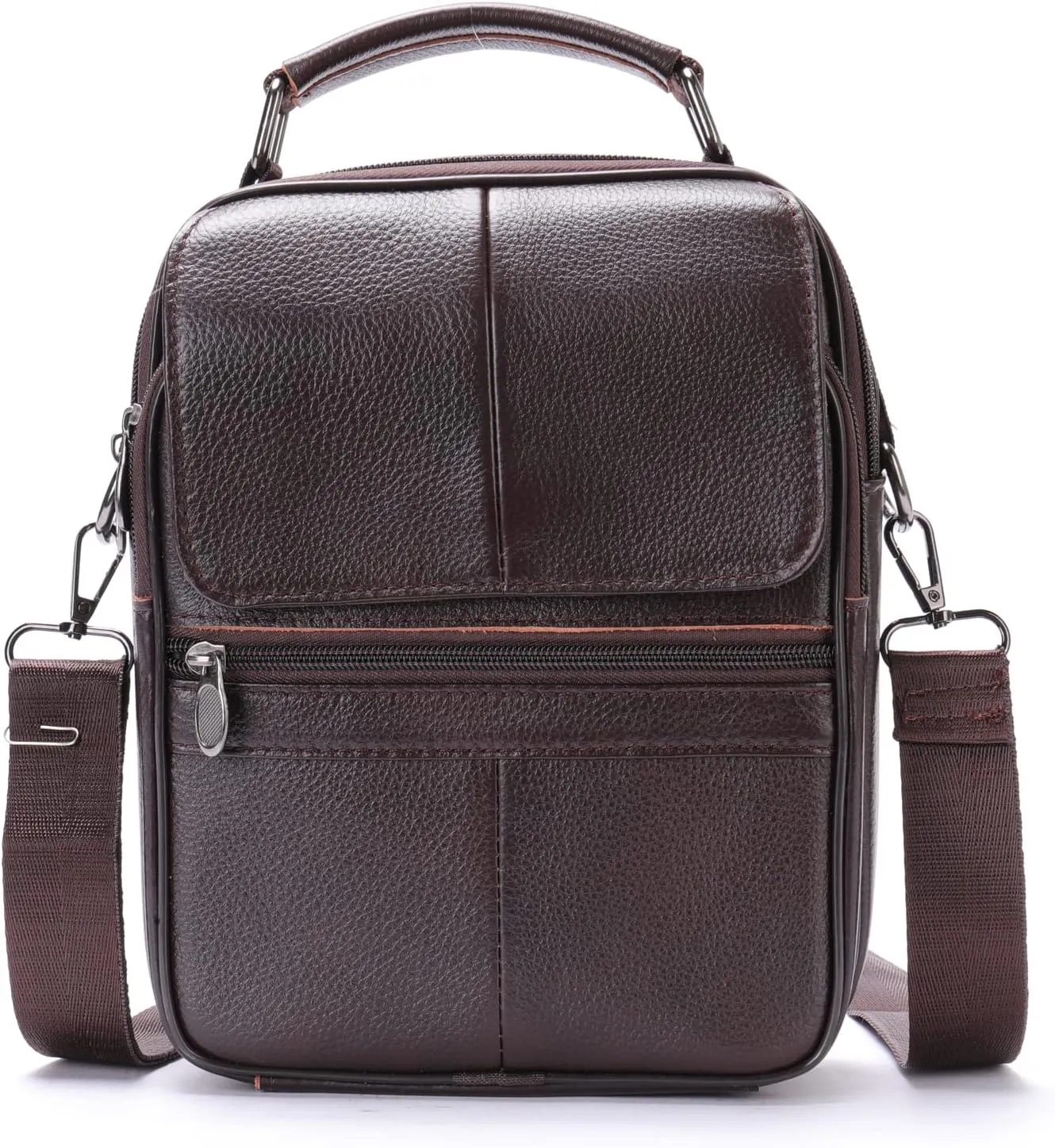 Leather Shoulder Messenger Handbag for Men Business Travel Outdoor Crossbody Pack Casual Pouch Briefcase Hand Bag Daypack