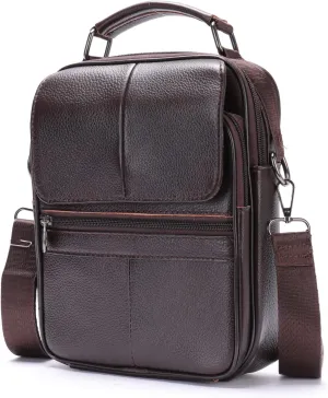Leather Shoulder Messenger Handbag for Men Business Travel Outdoor Crossbody Pack Casual Pouch Briefcase Hand Bag Daypack
