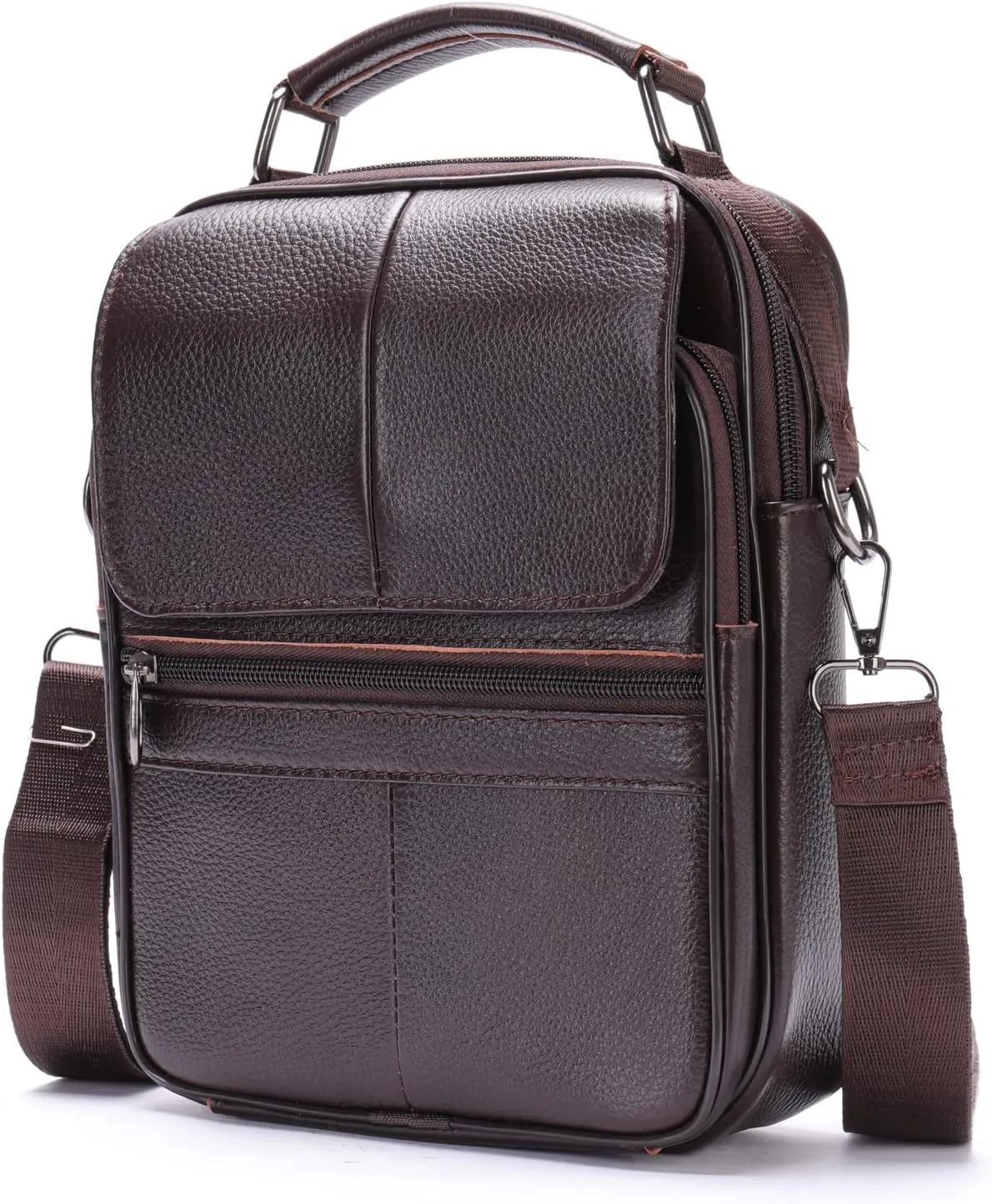 Leather Shoulder Messenger Handbag for Men Business Travel Outdoor Crossbody Pack Casual Pouch Briefcase Hand Bag Daypack