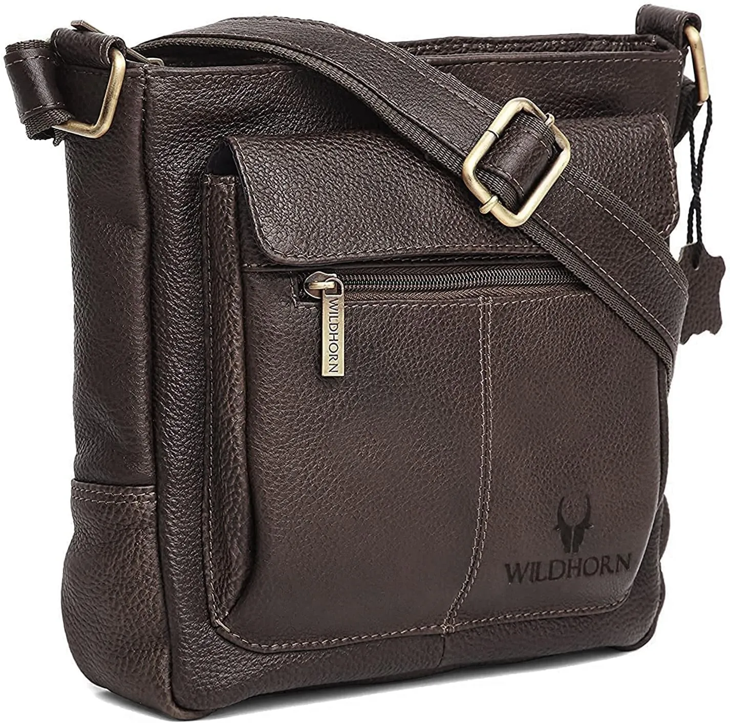 Leather Sling Messenger Bag for Mens