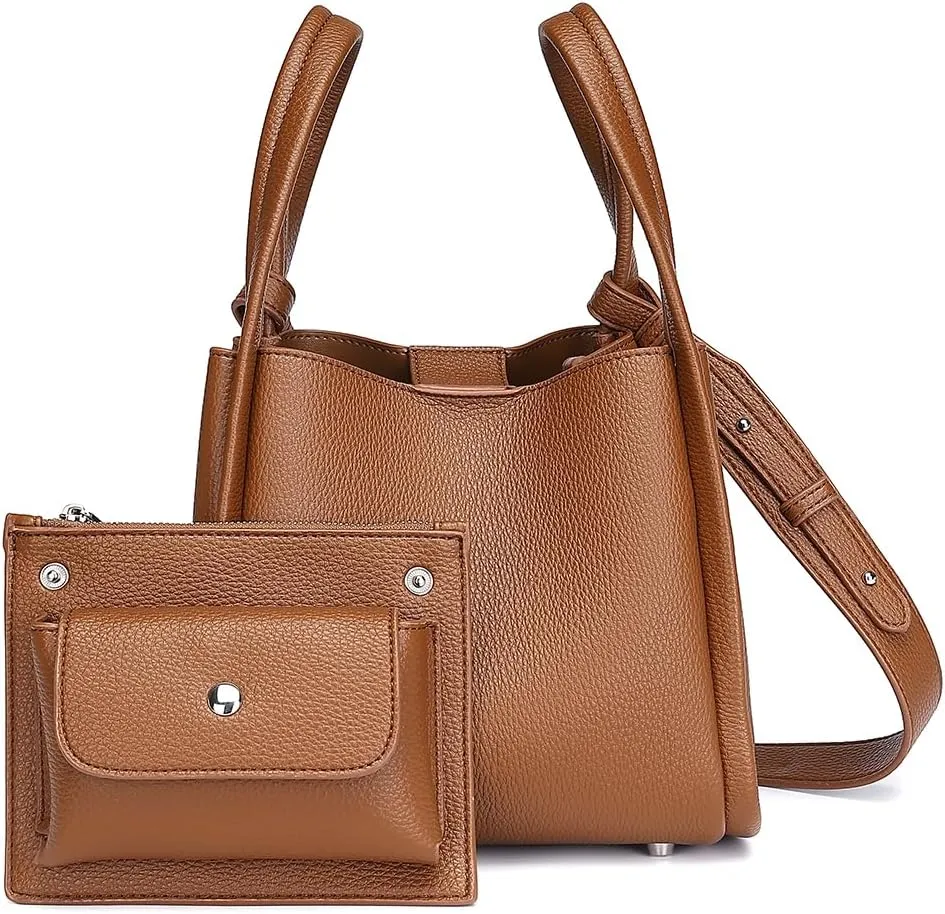 Leather Tote Bag Slouchy Handbag with Zipper Stylish for Women's