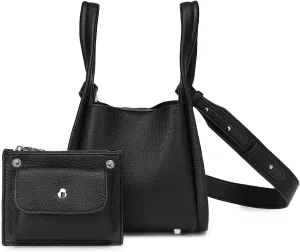 Leather Tote Bag Slouchy Handbag with Zipper Stylish for Women's
