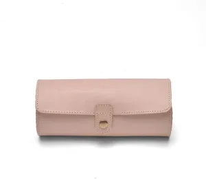 Leather Watch Case with Three Round Buckle Detachable Portable Watch Storage Box