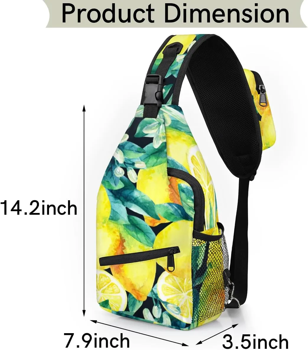 Lemon Blossom Leaves Sling Bag for Women Men Crossbody Sling Backpack Shoulder Bag Chest Bag Daypack for Travel Hiking Outdoor