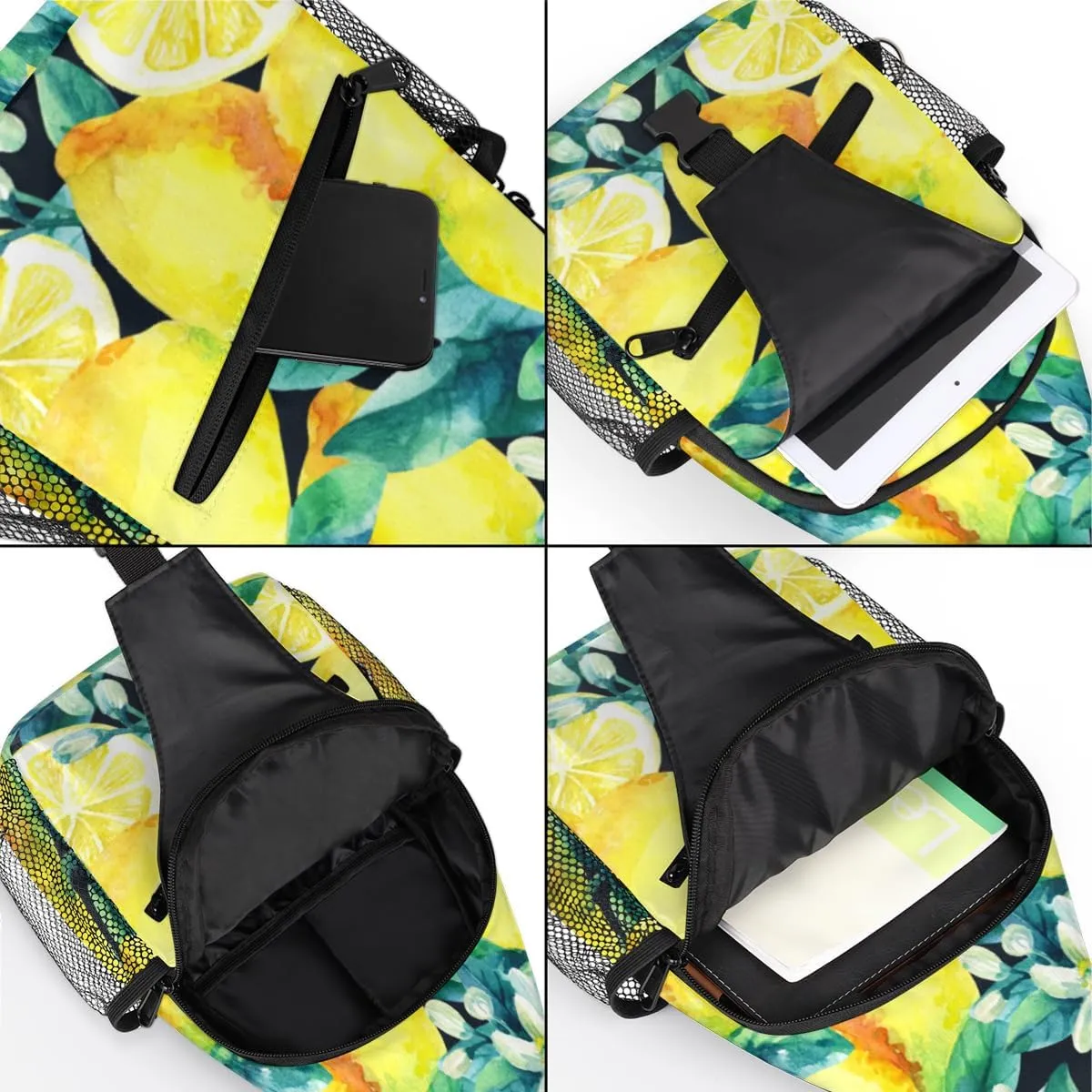 Lemon Blossom Leaves Sling Bag for Women Men Crossbody Sling Backpack Shoulder Bag Chest Bag Daypack for Travel Hiking Outdoor