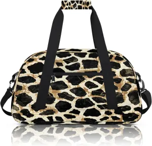 Leopard Print Animal Cheetah Small Gym Bag 18 inch Carry On Duffel Bag for Weekender Travel Sports Workout Yoga Gymnastics Dance Ballet