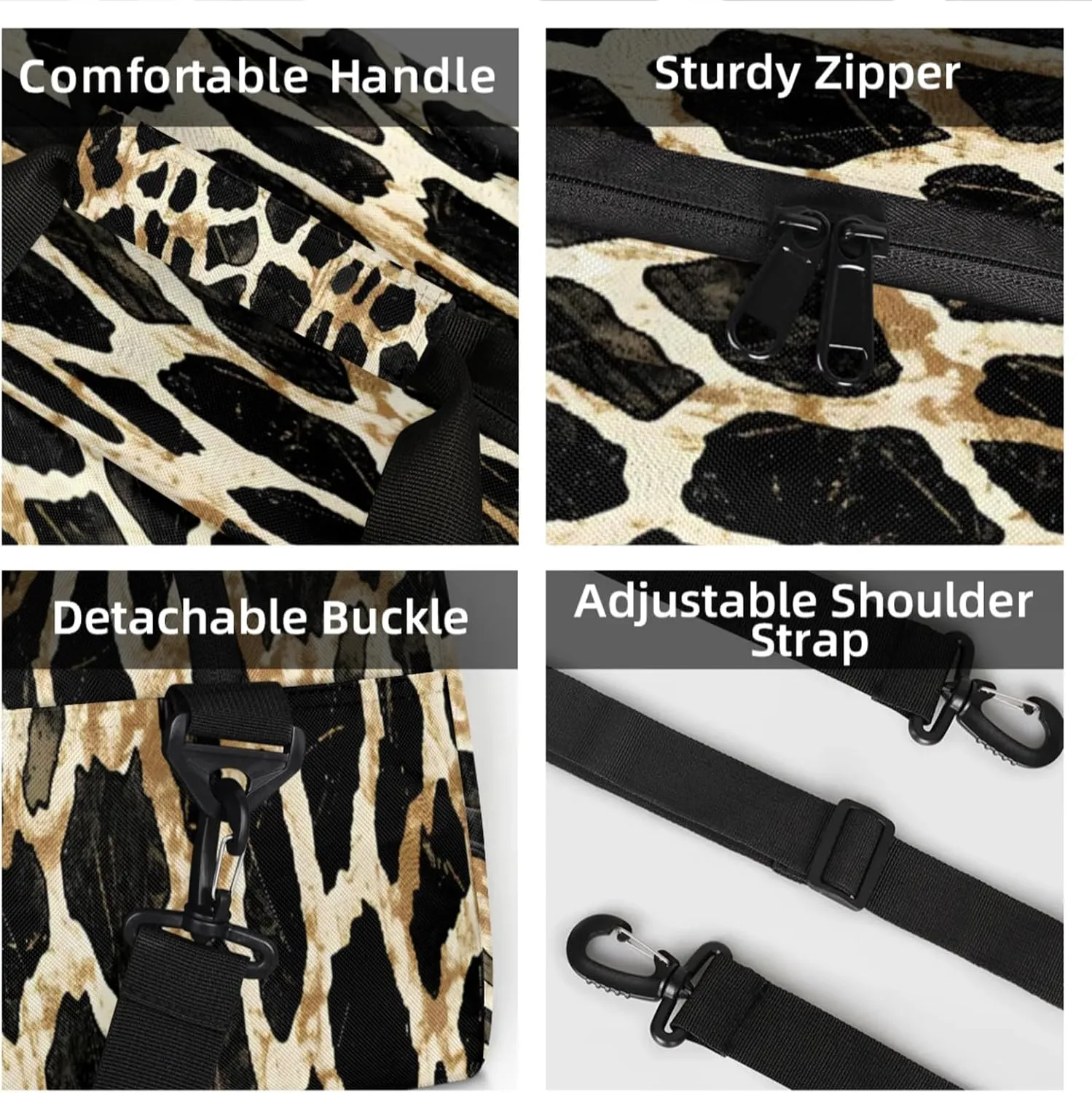 Leopard Print Animal Cheetah Small Gym Bag 18 inch Carry On Duffel Bag for Weekender Travel Sports Workout Yoga Gymnastics Dance Ballet