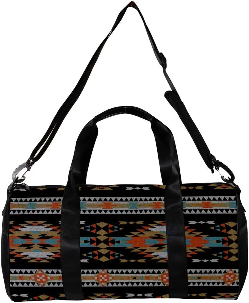 LEVEIS American Indian Aztec Tribal Ornament Sports Duffel Bag Travel Tote Carry on Weekender Gym Overnight Bag for Men & Women