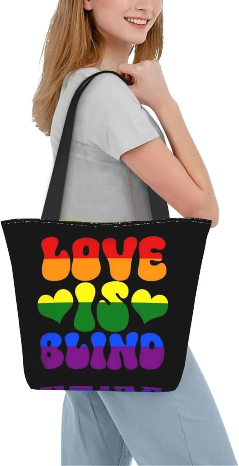 LGBT Gay Pride Butterflies Rainbow Women's Tote Bag Lightweight Shopping Handbag Travel Shoulder Bag With Zipper