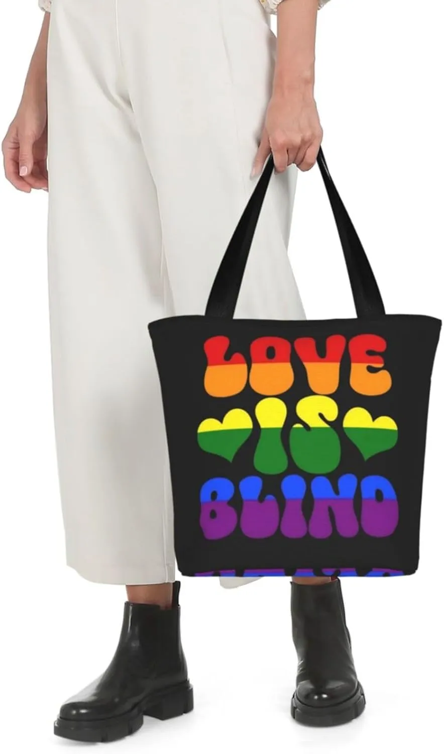 LGBT Gay Pride Butterflies Rainbow Women's Tote Bag Lightweight Shopping Handbag Travel Shoulder Bag With Zipper