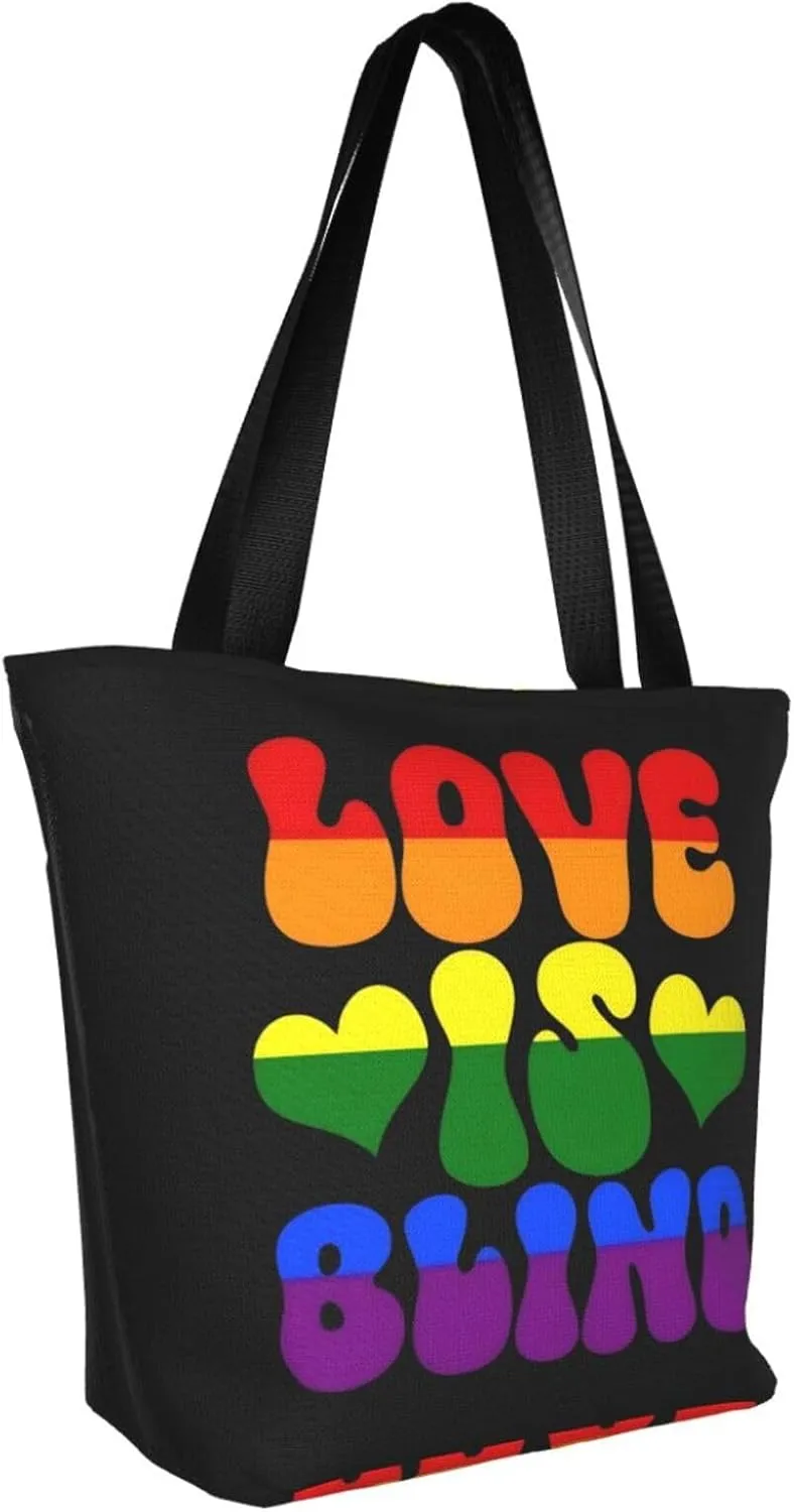 LGBT Gay Pride Butterflies Rainbow Women's Tote Bag Lightweight Shopping Handbag Travel Shoulder Bag With Zipper