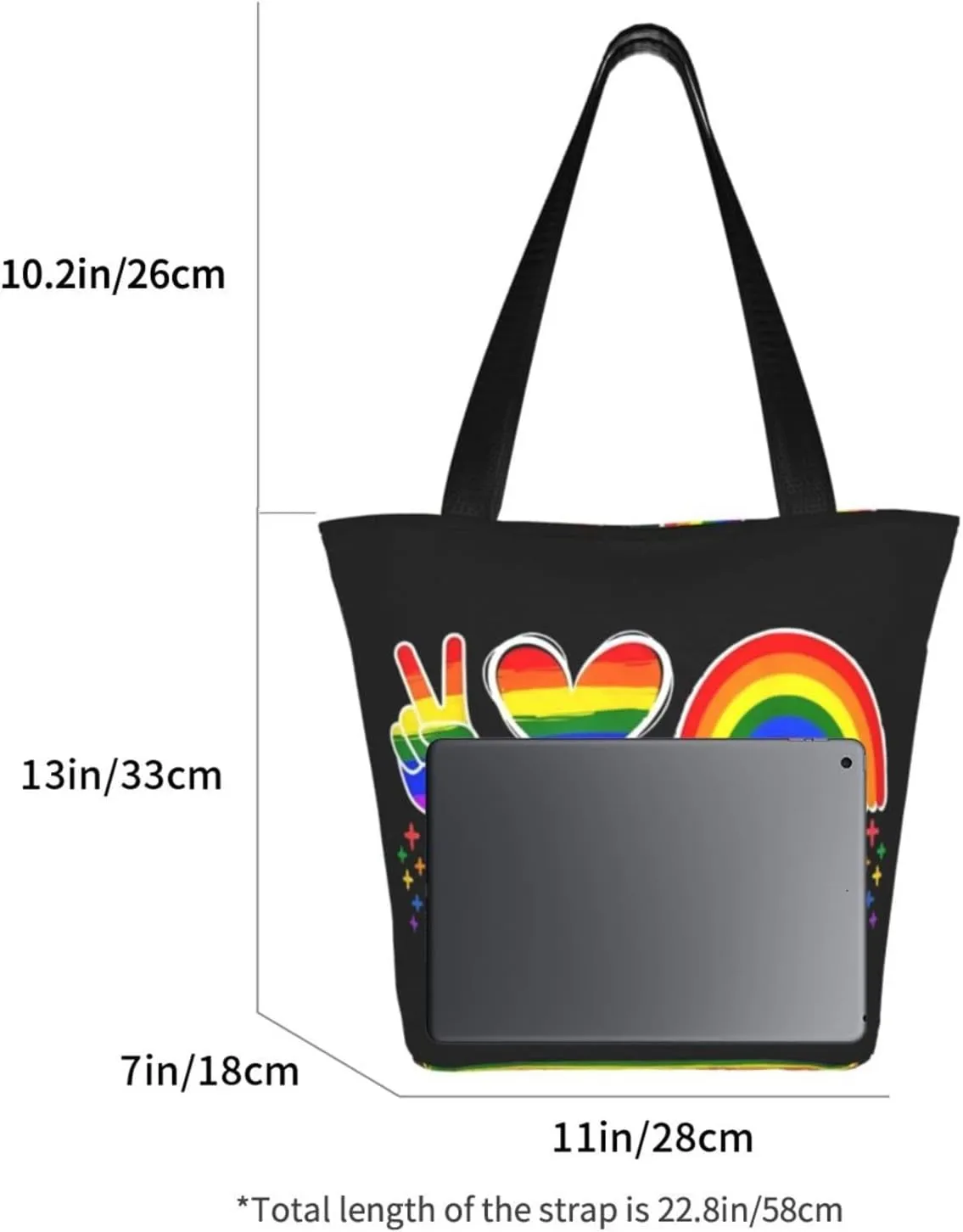 LGBT Gay Pride Butterflies Rainbow Women's Tote Bag Lightweight Shopping Handbag Travel Shoulder Bag With Zipper