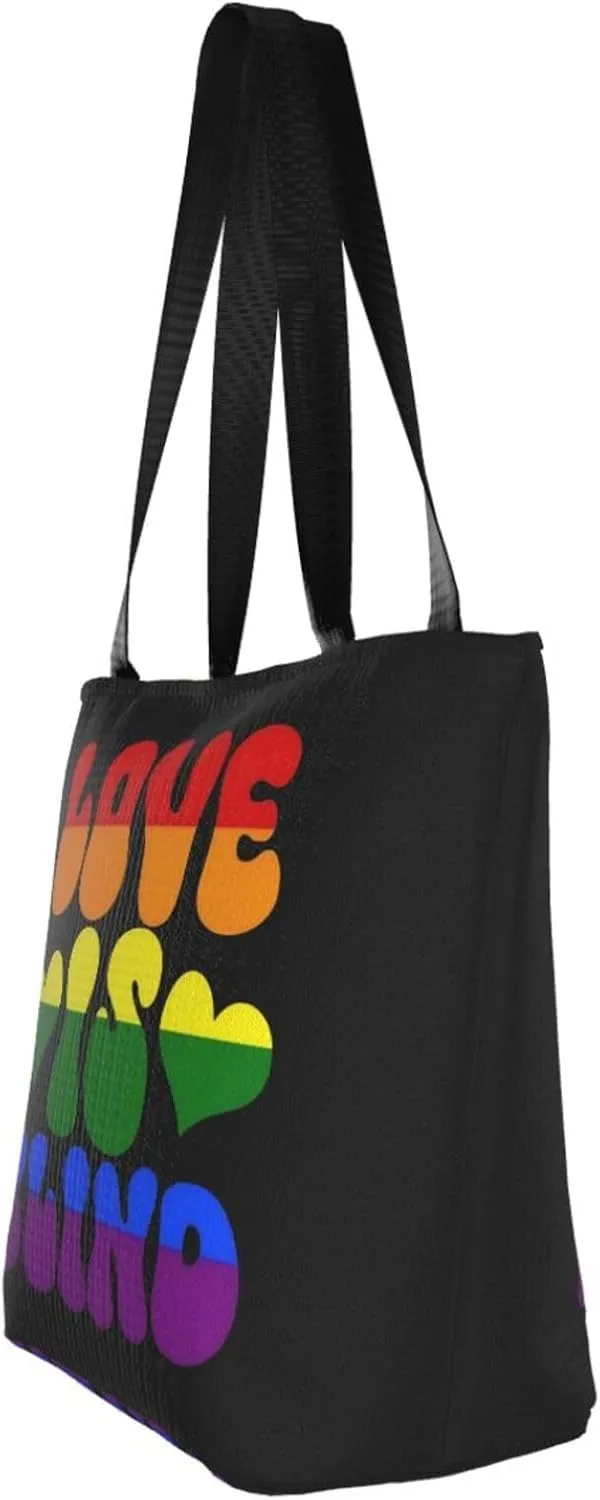 LGBT Gay Pride Butterflies Rainbow Women's Tote Bag Lightweight Shopping Handbag Travel Shoulder Bag With Zipper
