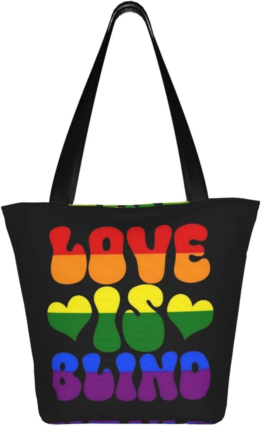 LGBT Gay Pride Butterflies Rainbow Women's Tote Bag Lightweight Shopping Handbag Travel Shoulder Bag With Zipper