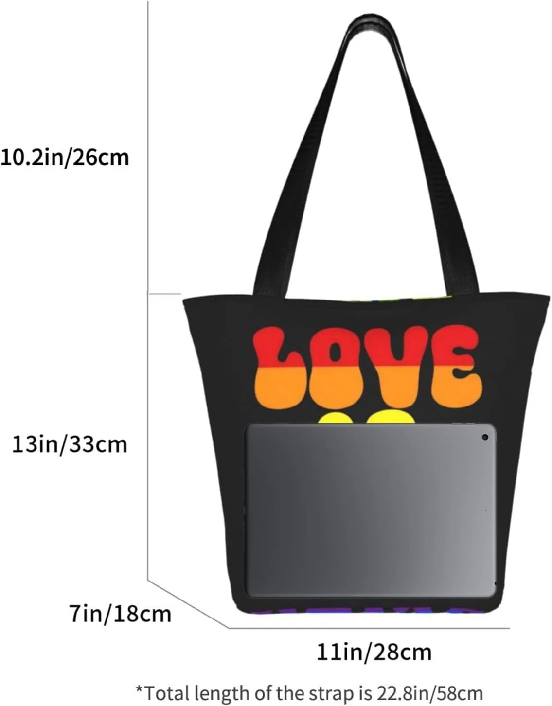 LGBT Gay Pride Butterflies Rainbow Women's Tote Bag Lightweight Shopping Handbag Travel Shoulder Bag With Zipper