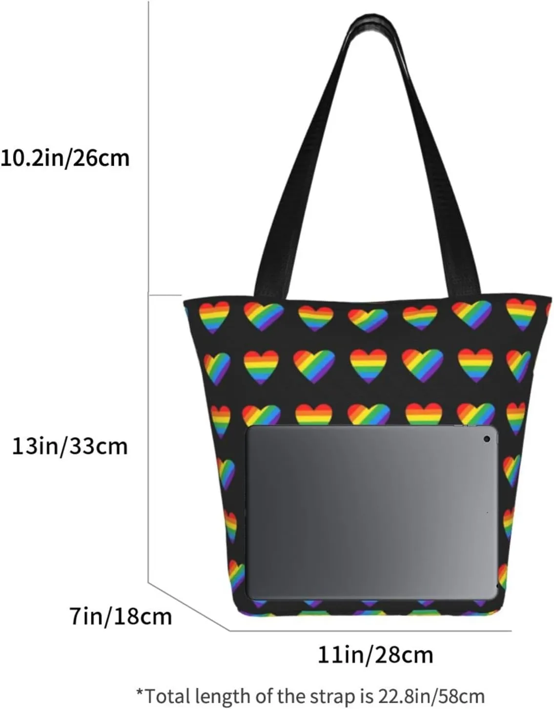 LGBT Pride Gay Rainbow Women's Tote Bag Lightweight Shopping Handbag Travel Shoulder Bag With Zipper