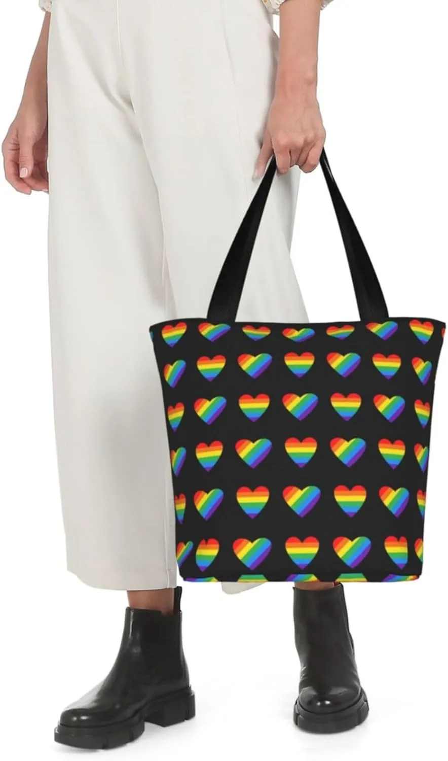 LGBT Pride Gay Rainbow Women's Tote Bag Lightweight Shopping Handbag Travel Shoulder Bag With Zipper