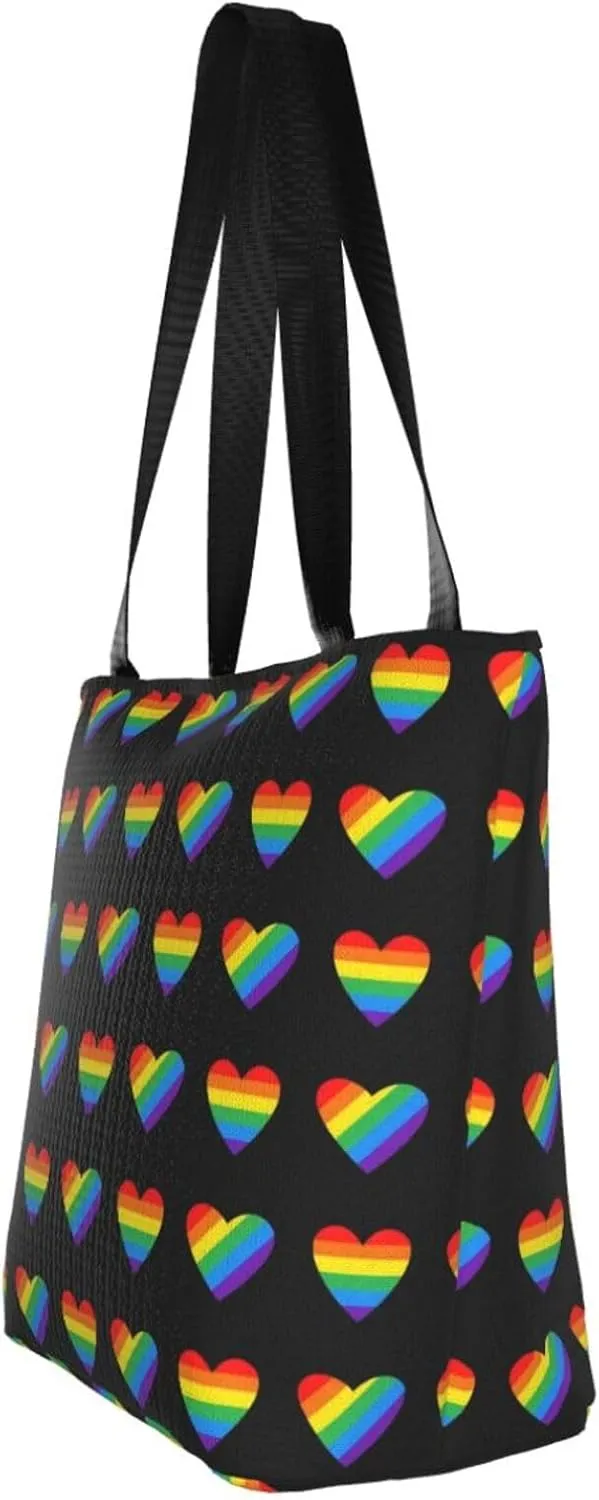 LGBT Pride Gay Rainbow Women's Tote Bag Lightweight Shopping Handbag Travel Shoulder Bag With Zipper