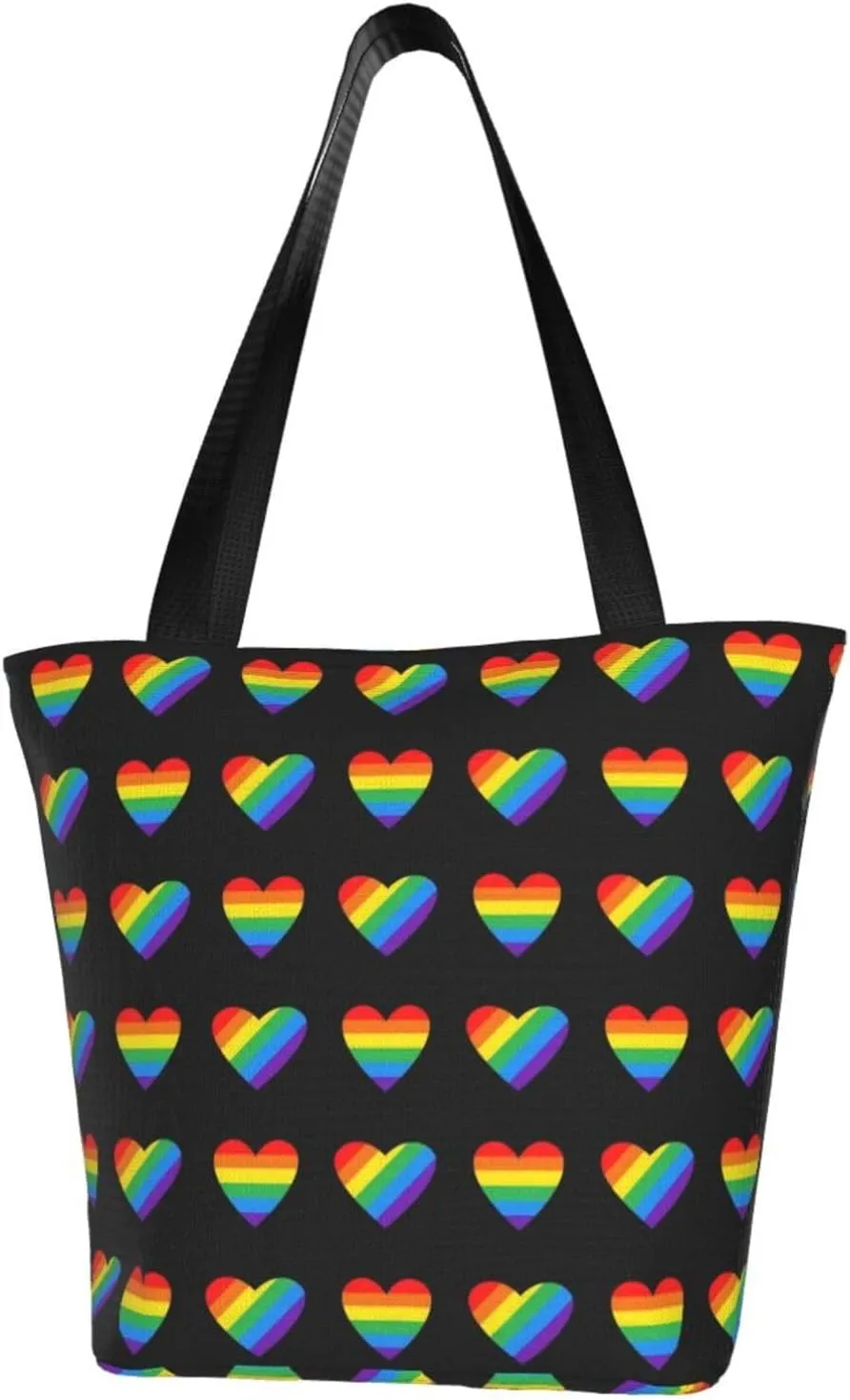 LGBT Pride Gay Rainbow Women's Tote Bag Lightweight Shopping Handbag Travel Shoulder Bag With Zipper