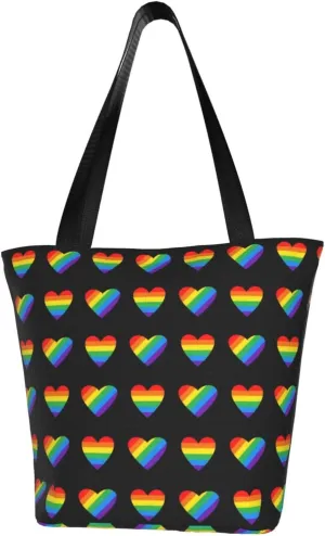 LGBT Pride Gay Rainbow Women's Tote Bag Lightweight Shopping Handbag Travel Shoulder Bag With Zipper