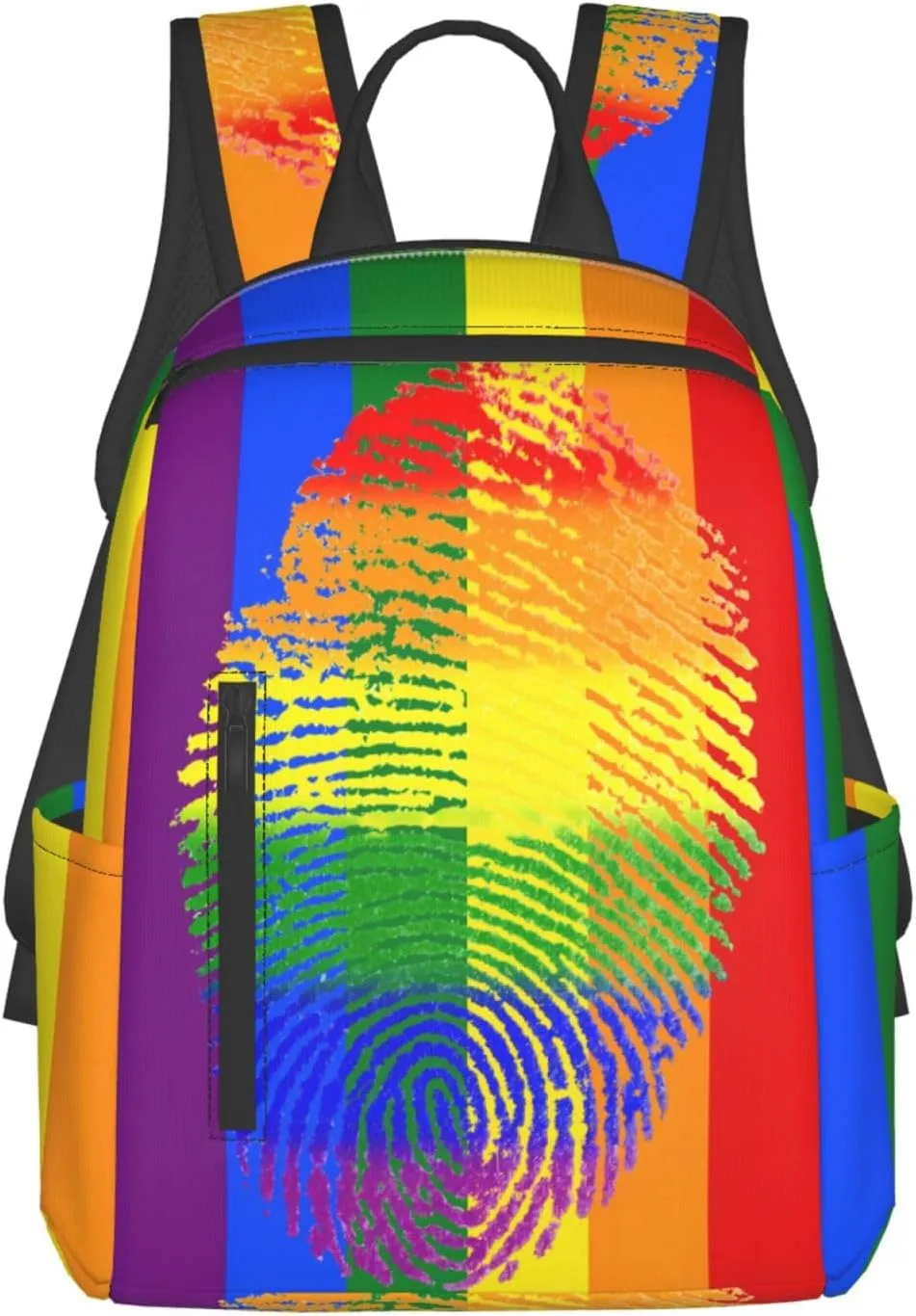 LGBT Rainbow Gay Pride Fingerprint Travel Laptop Backpack Casual Backpacks Double Shoulder Daypack Notebook Rucksack Work Bags Sports Bag for Hiking Camping Beach