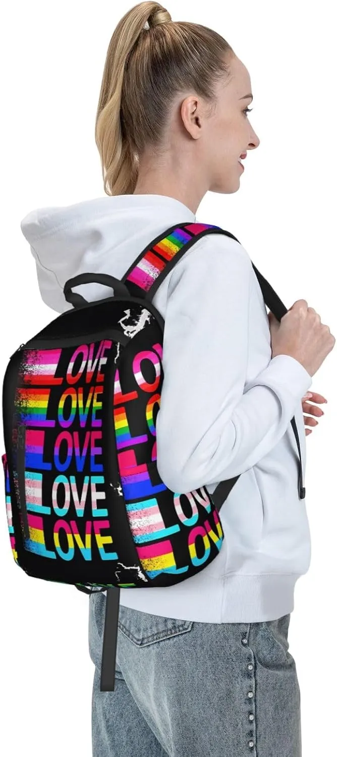 LGBT Rainbow Gay Pride Love Flag Travel Laptop Backpack Casual Backpacks Double Shoulder Daypack Notebook Rucksack Work Bags Sports Bag for Hiking Camping Beach