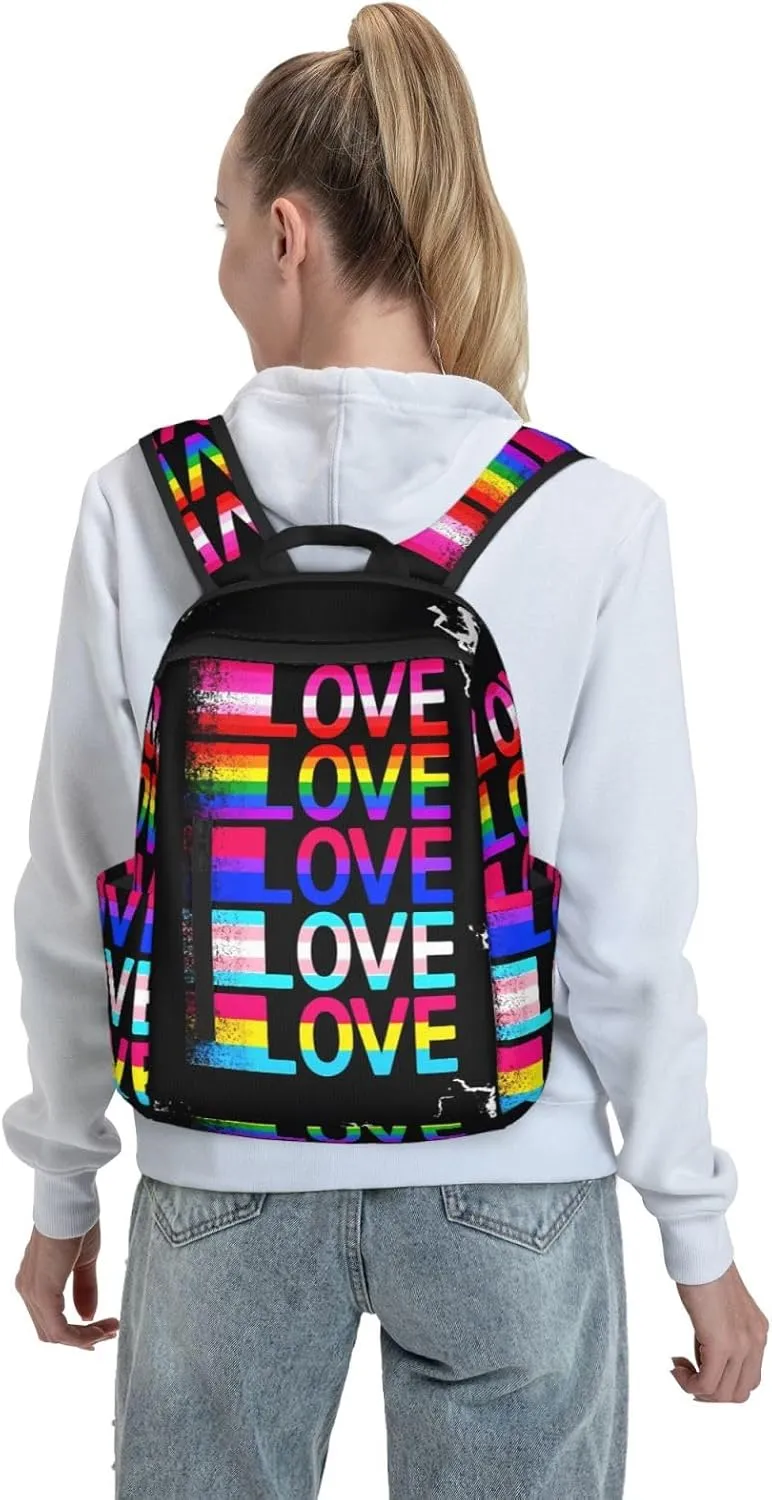 LGBT Rainbow Gay Pride Love Flag Travel Laptop Backpack Casual Backpacks Double Shoulder Daypack Notebook Rucksack Work Bags Sports Bag for Hiking Camping Beach