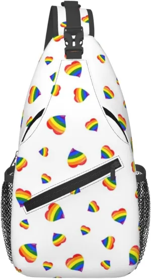 Lgbt Rainbow Hearts Crossbody Sling Bag Adjustable Lgbt Chest Bag For Men Women Rainbow Pride Shoulder Bag Sling Backpack Daypack