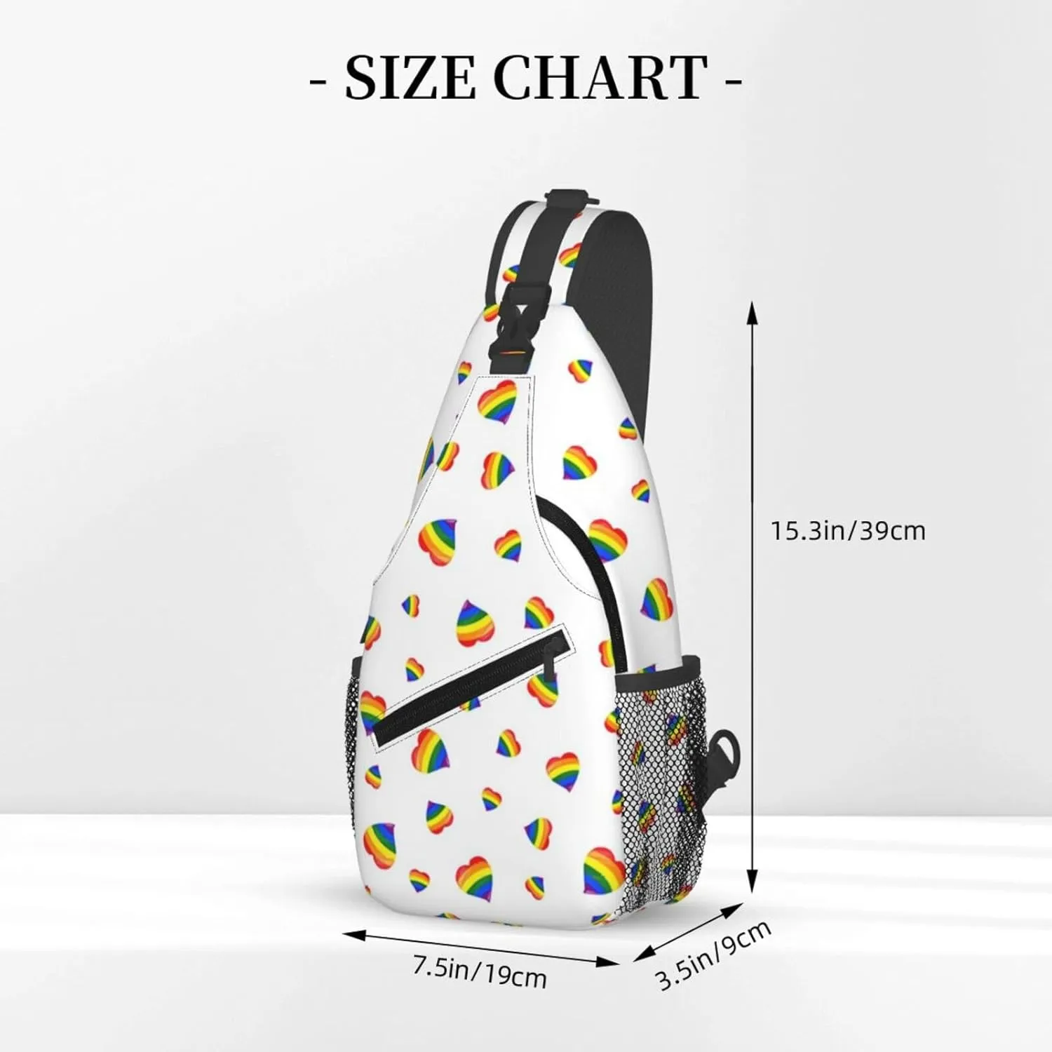 Lgbt Rainbow Hearts Crossbody Sling Bag Adjustable Lgbt Chest Bag For Men Women Rainbow Pride Shoulder Bag Sling Backpack Daypack