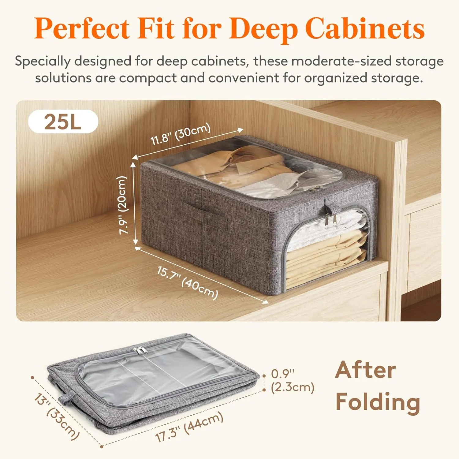 Lifewit 3 Pack Clothes Storage Bins with Metal Frame, Foldable Clothing Storage Bins with Lids, 25L Stackable Storage Box Storage Bags Fabric Bins Organizer with Clear Window＆ Zippers＆ Sturdy Handles