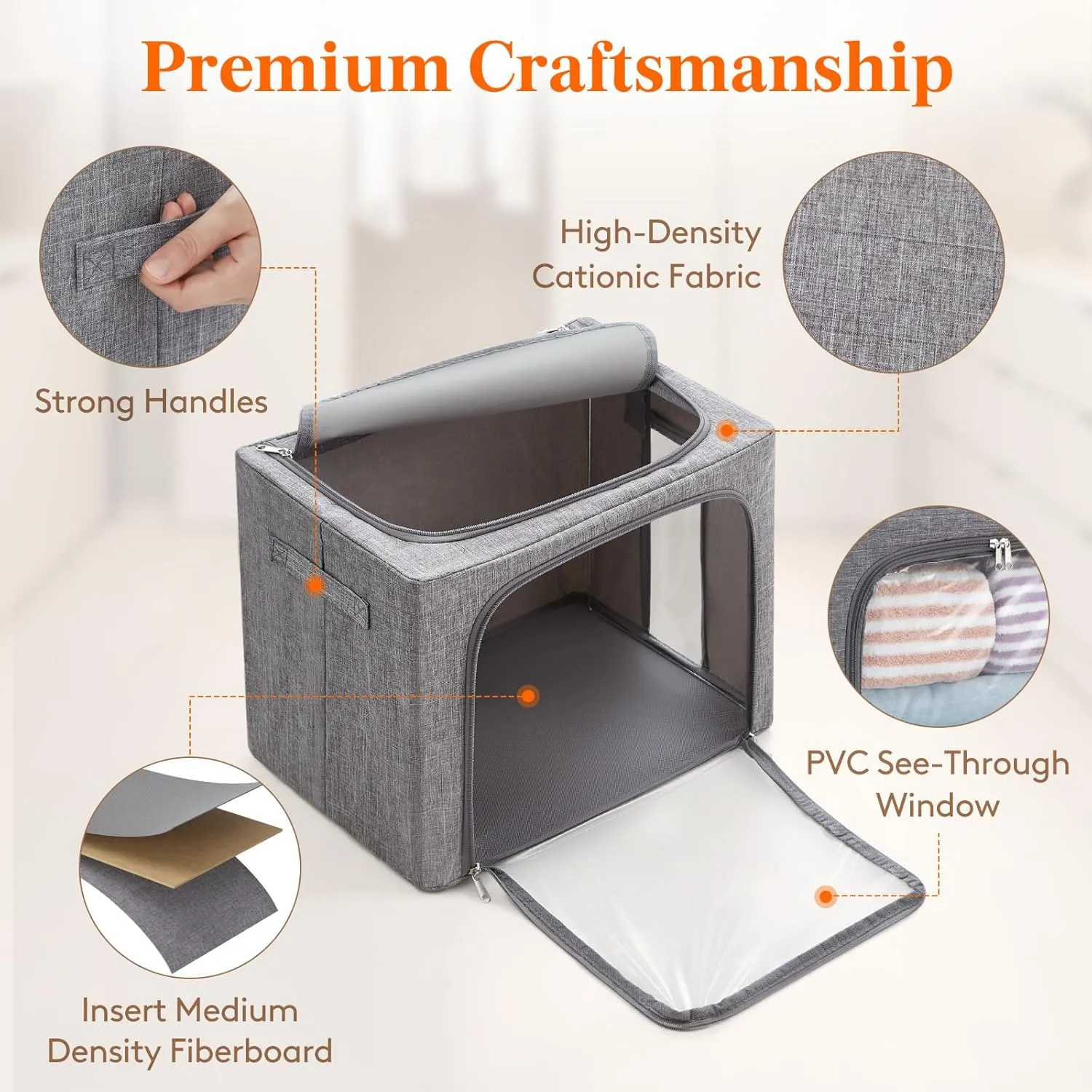 Lifewit Clothes Storage Bins with Metal Frame, Stackable Storage Box, Foldable Clothing Storage Bins with Lids, 40L Storage Bags Fabric Box Organizer with Clear Window＆ Zippers＆ Sturdy Handles 4 Pack