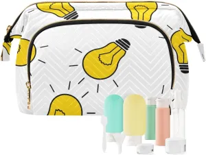 Light Bulb Travel Toiletry Bag, Cosmetic Bag Make Up Organizer Case, Large Wide-open Pouch for Women Purse for Toiletries Accessories