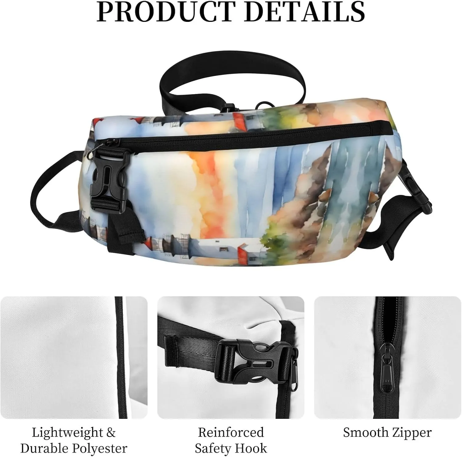 Lighthouse Print Crossbody Backpack Casual Adjustable Bag Multifunctional Sling Backpack