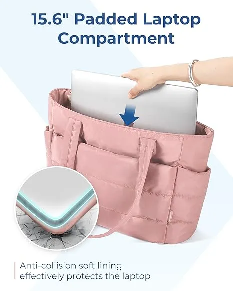 Lightweight Puffy Tote Bag With Compartments