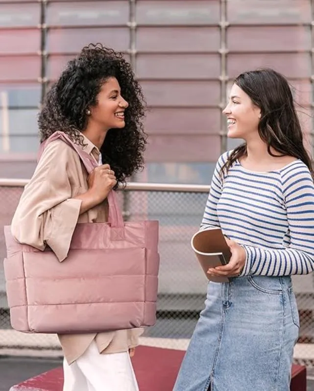 Lightweight Puffy Tote Bag With Compartments