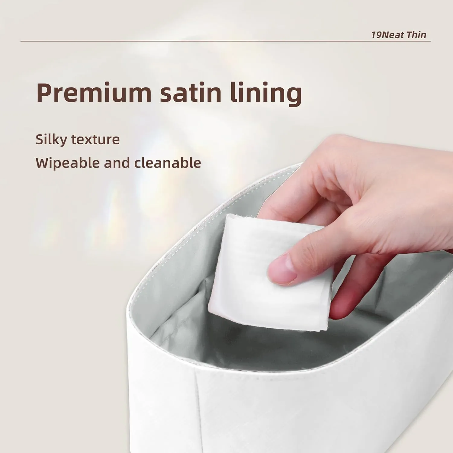 Lightweight Purse Insert Compatible with Long-champ Le Pliage Large Shoulder Bag (Long Handle), Waterproof Dupontpaper Surface and Silky Satin Lining (Large Shoulder Bag, Peral Grey)