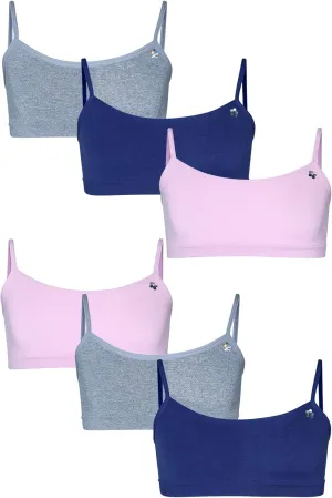 Limited Too Girls Training Bra - 6 Pack Sports Bra with Adjustable Straps (7-16)