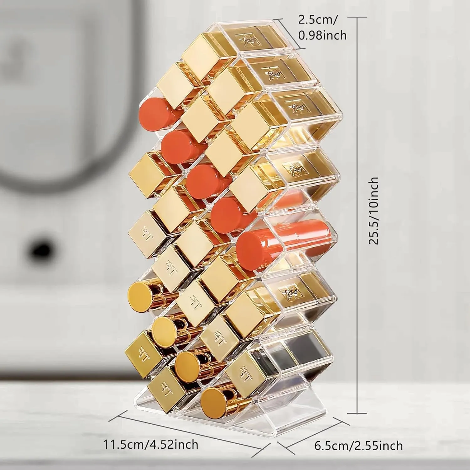Lipstick Organizer, 2 Pcs Acrylic Lipstick Holder, 56 Slots Stackable Lip Gloss Organizer, Fish Lip Tower Holder Storage for Cosmetic Bathroom Vanity Countertop Display (56 Slots)