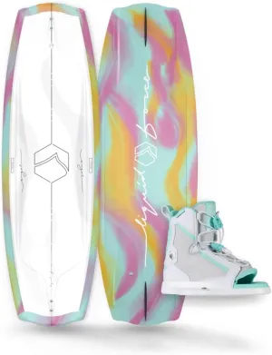 Liquid Force 2025 Women's Angel 135cm Wakeboard with Plush Size 7-10 Wakeboard Bindings Package