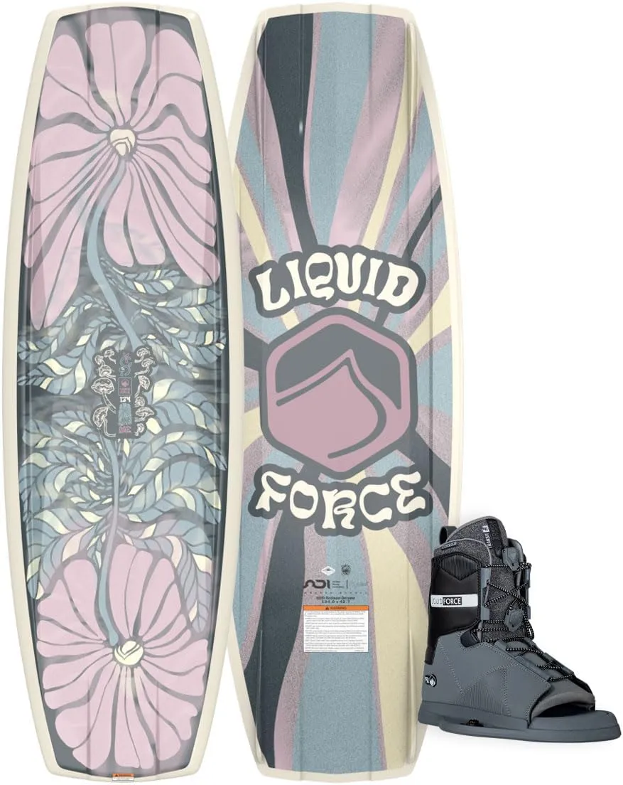 Liquid Force 2025 Women's M.E. Wakeboard 138cm with Transit Size M 5-9 | W 7-11 Wakeboard Bindings Package